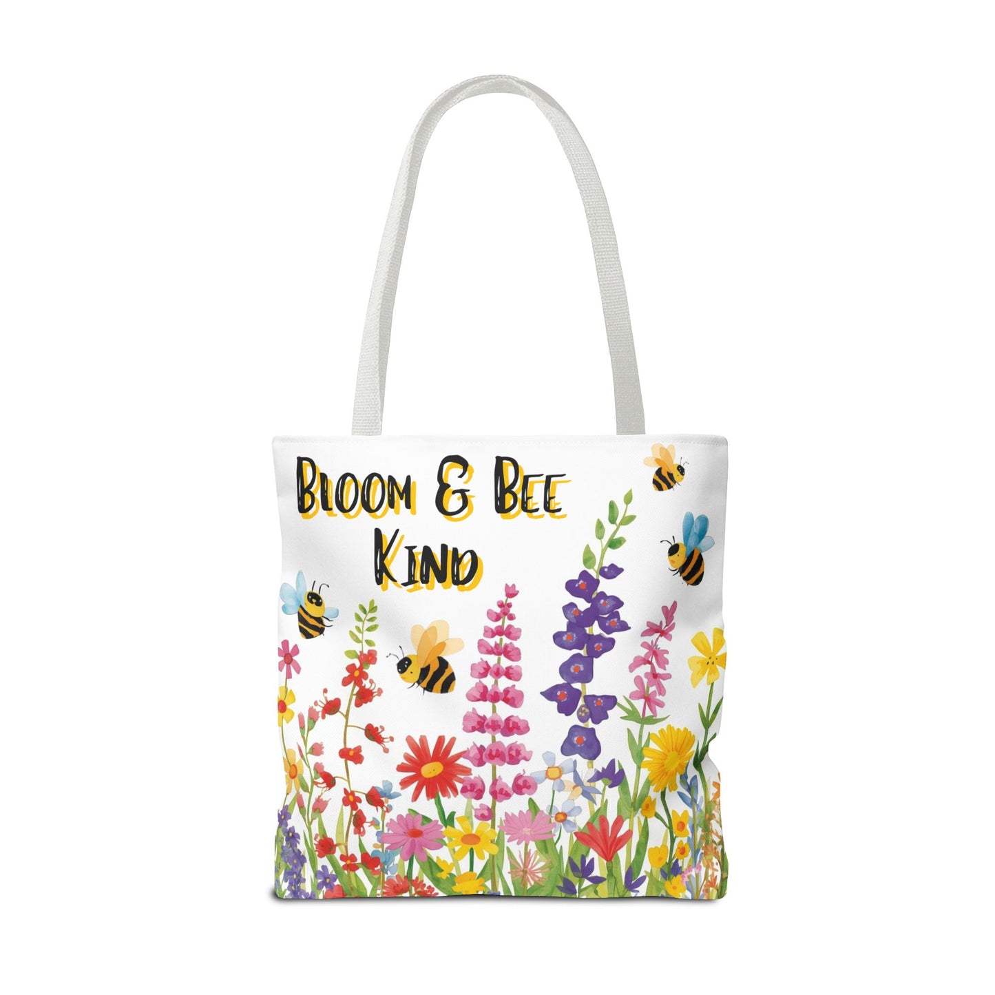 Bloom & Bee Kind Floral Bee Illustration Cotton Canvas Tote Bag