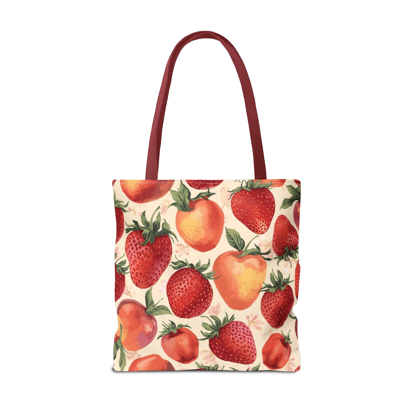 Strawberry Delight Playful Fruit Pattern Cotton Canvas Tote Bag