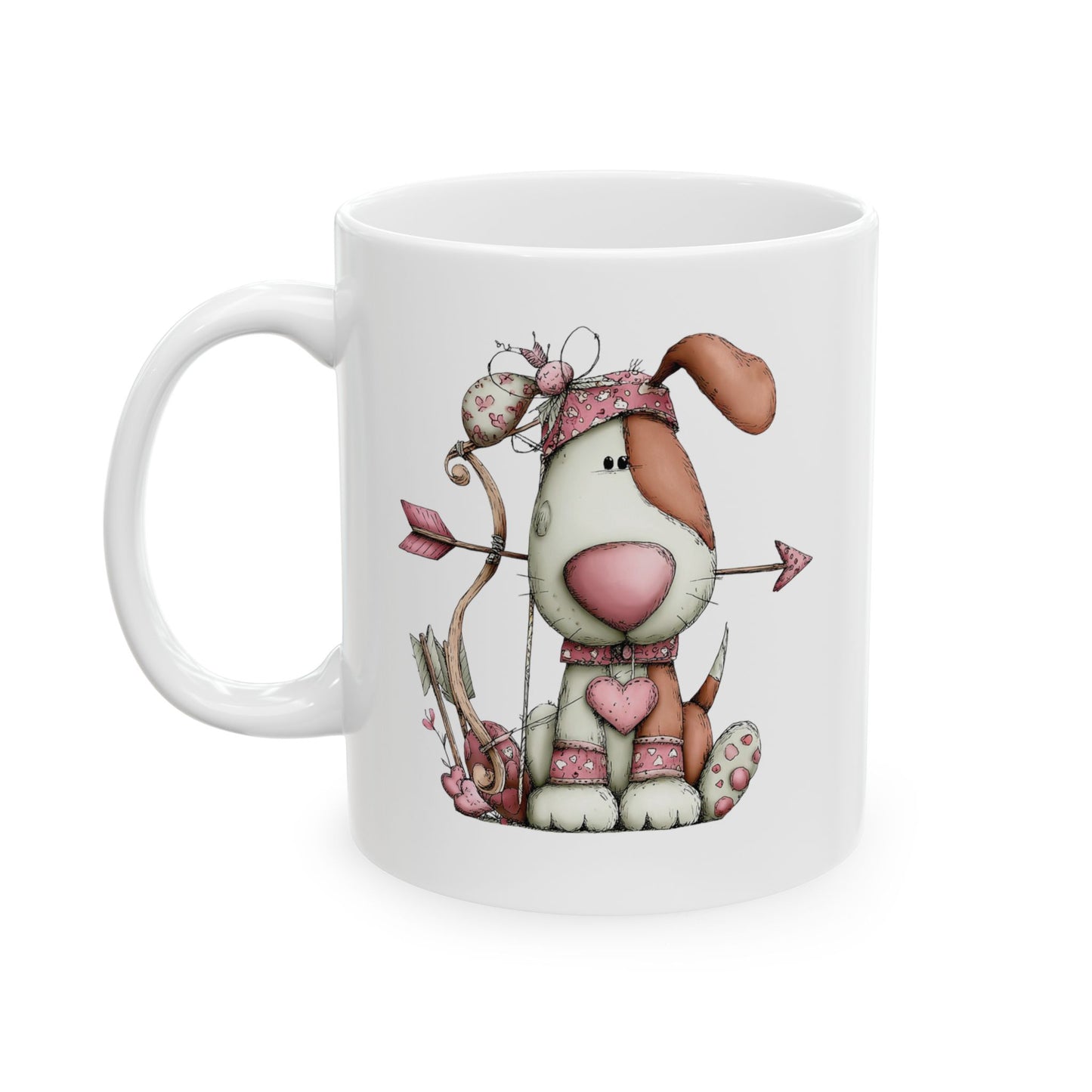 Puppy Love Valentine Mug Cute Dog Design Cozy Love Illustration Coffee Cup (11oz & 15oz)