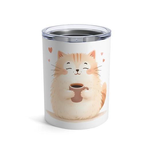 Cozy Cat Coffee Tumbler Self Love Gift for Cat Lovers - 10oz Insulated Travel Mug