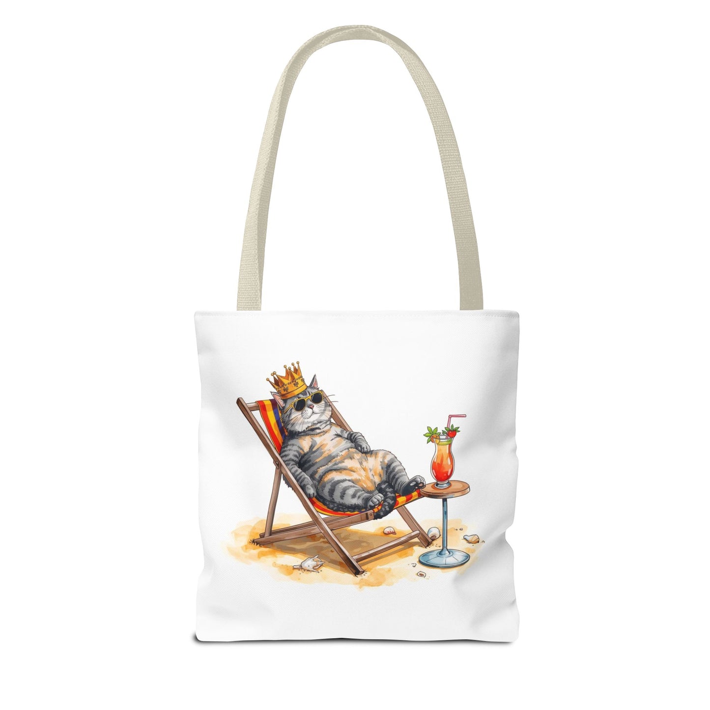 Living the Good Life Cat Playful Animal Illustration Cotton Canvas Tote Bag