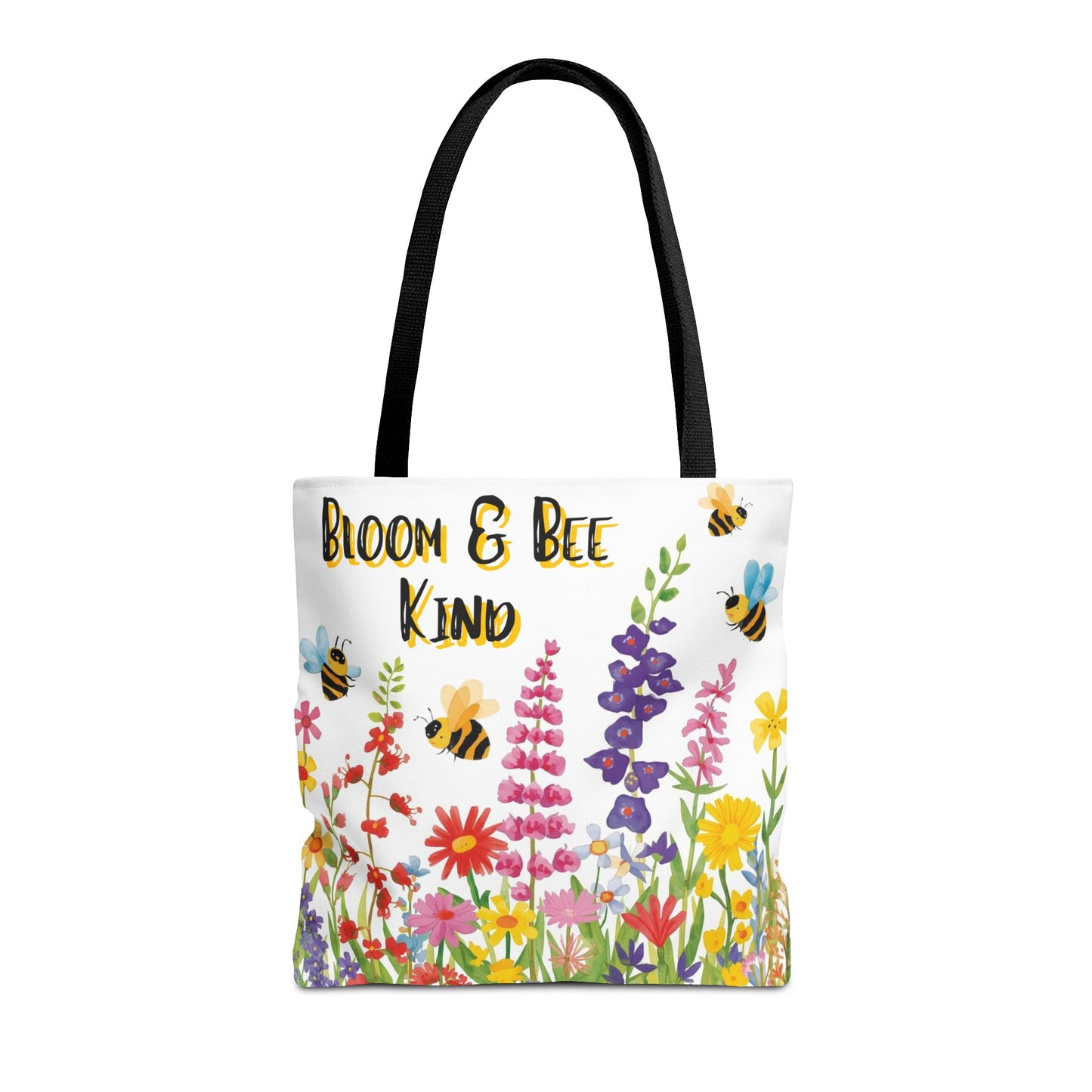 Bloom & Bee Kind Floral Bee Illustration Cotton Canvas Tote Bag