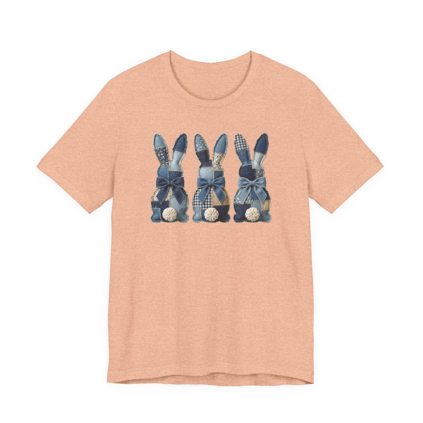 Denim Patch Easter Bunny Trio Rustic Spring Design T-shirt