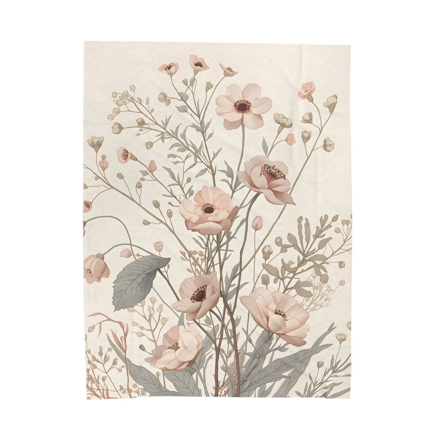 Soft Meadow Floral Velveteen Throw Blanket