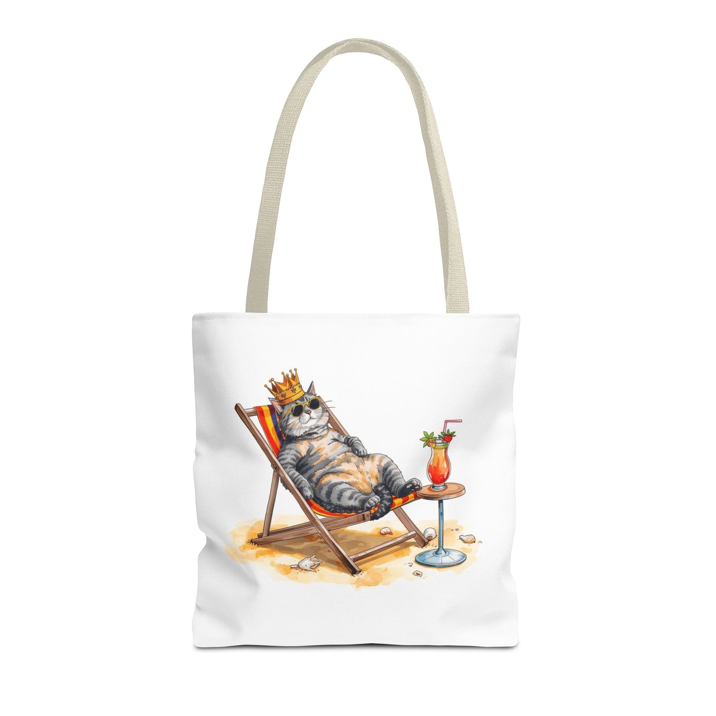 Living the Good Life Cat Playful Animal Illustration Cotton Canvas Tote Bag