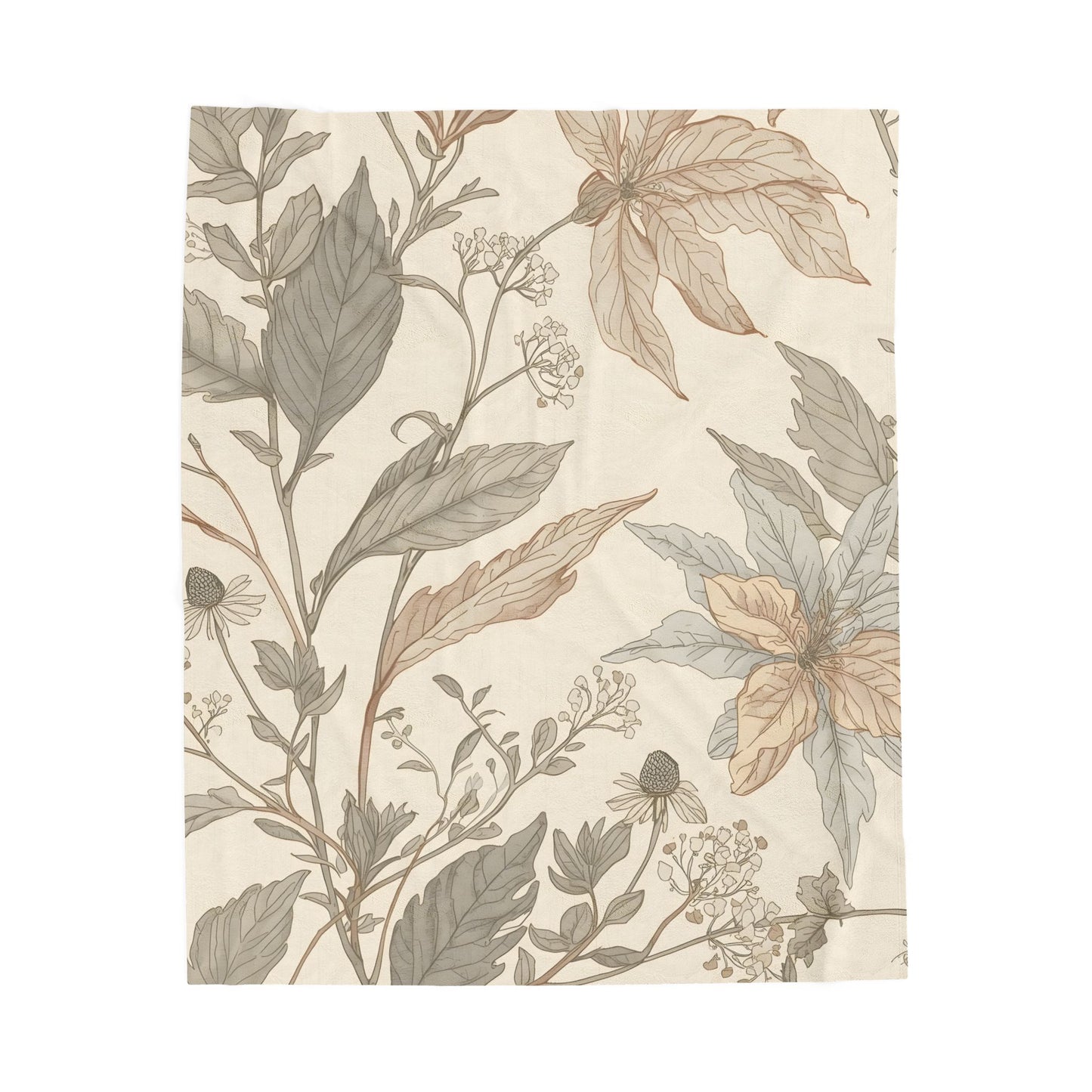 Botanical Calm Velveteen Throw Blanket