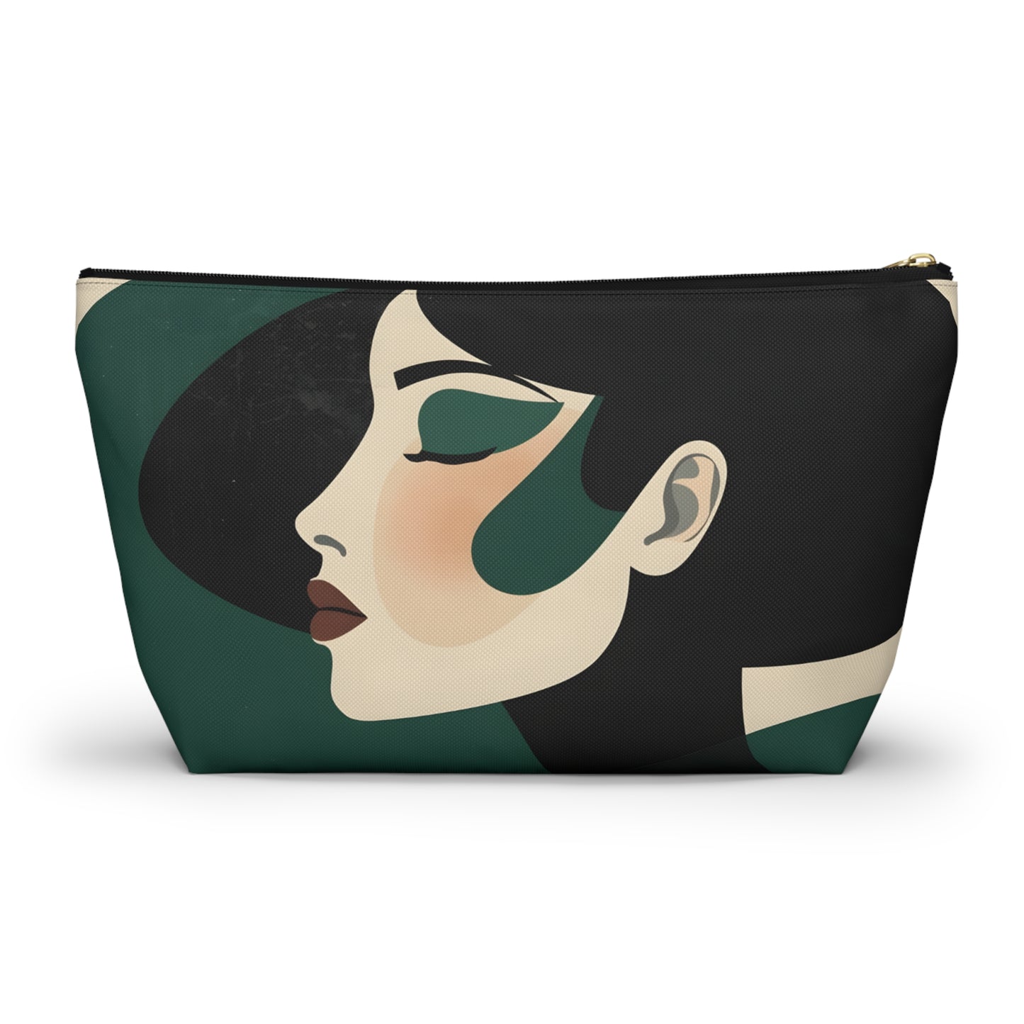 Emerald Profile Modern Silhouette Makeup Bag | Cosmetic Pouch