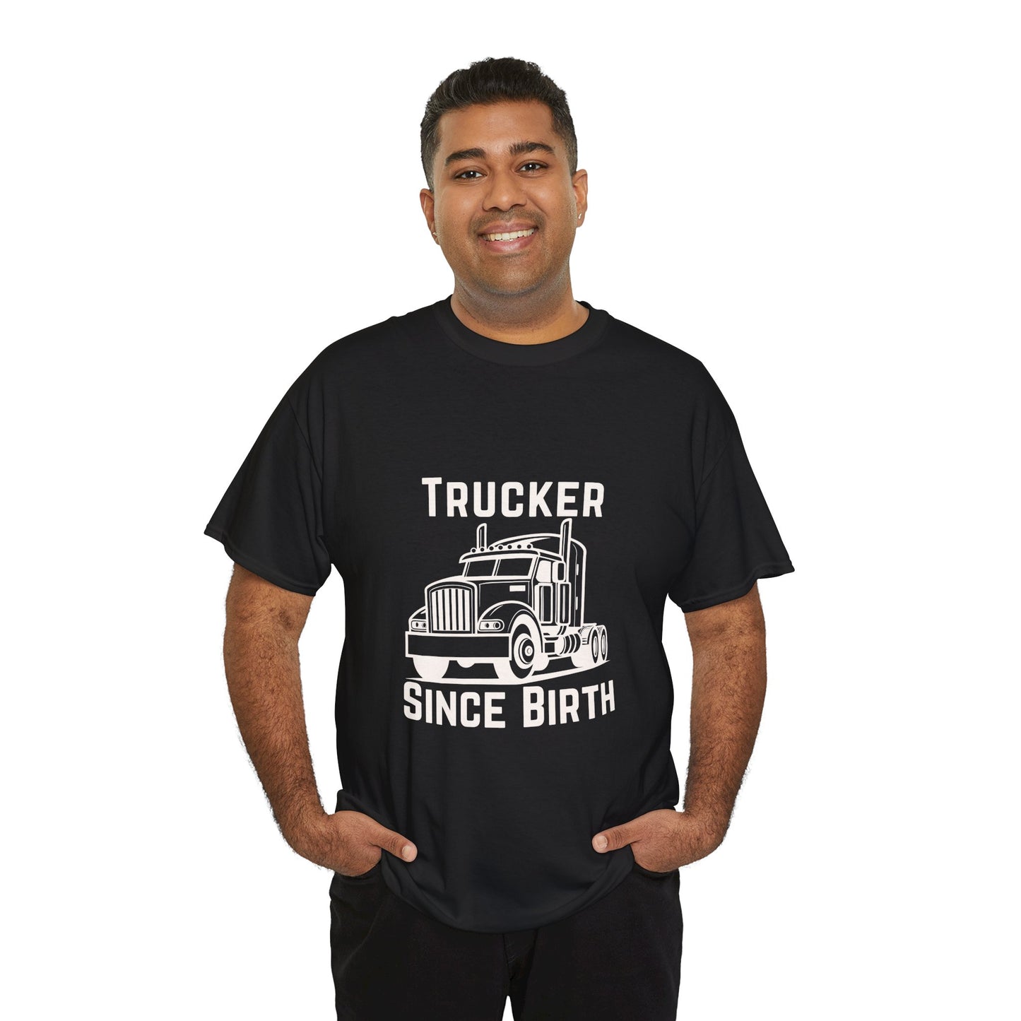 Trucker Since Birth T-Shirt Minimal Truck Driver Graphic Tee for Men