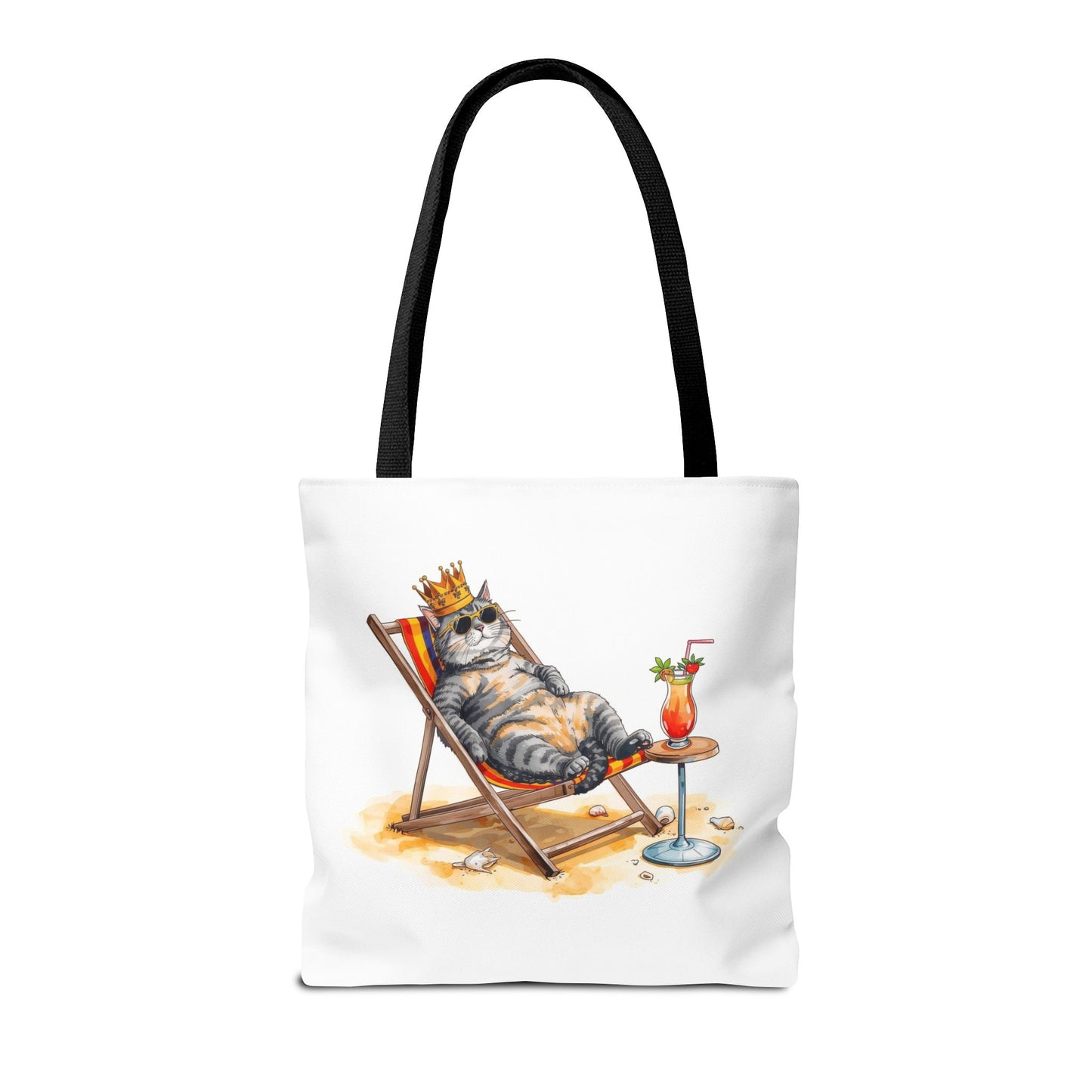 Living the Good Life Cat Playful Animal Illustration Cotton Canvas Tote Bag