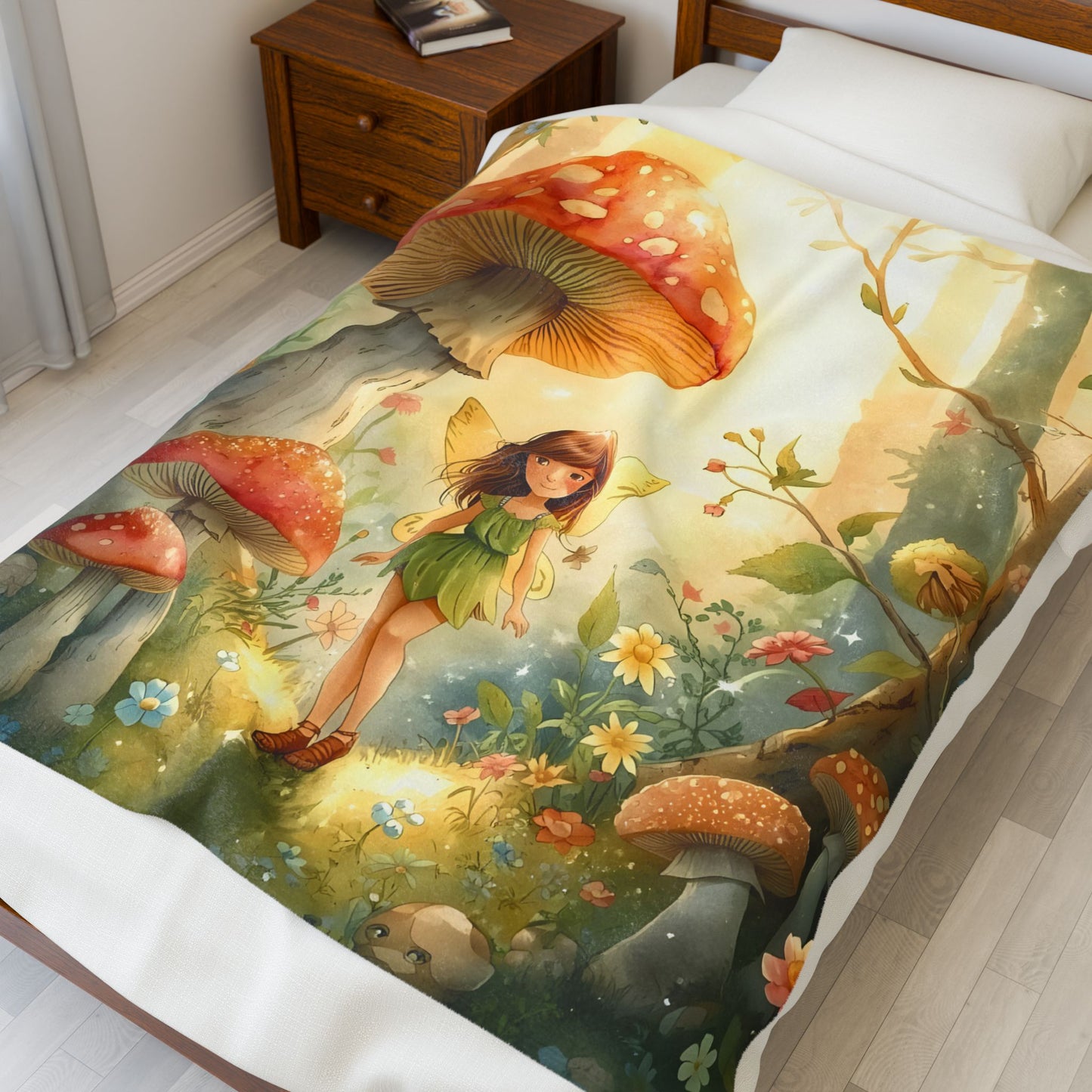 Woodland Fairy Meadow Blanket Forest Storybook Art - Whimsical Throw for Kids & Cozy Decor