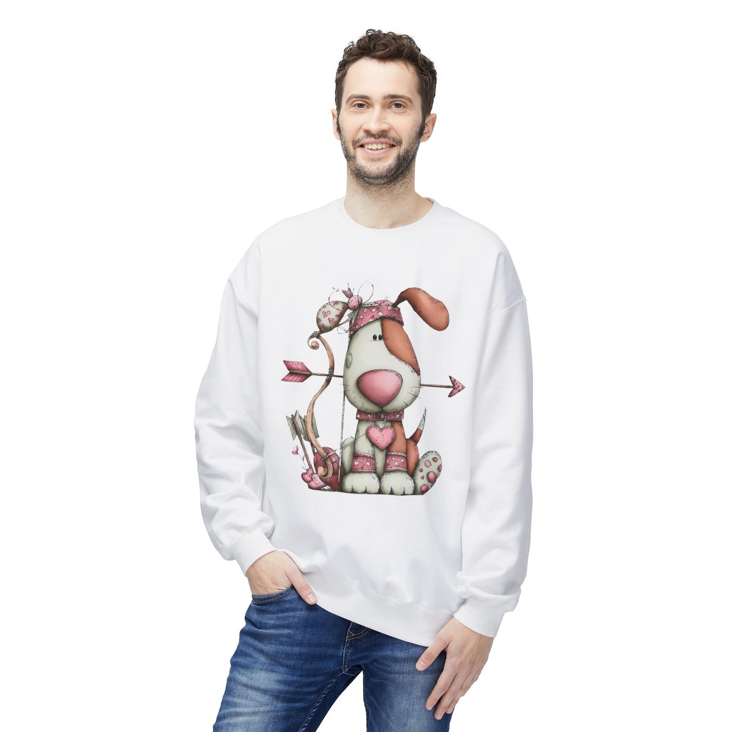 Cupid Puppy Valentine Sweatshirt Cute Dog Design Cozy Love Illustration