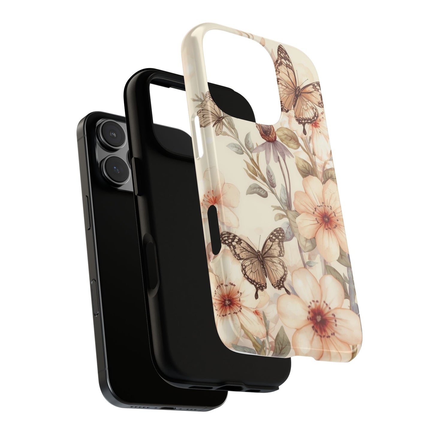 Soft Butterfly & Floral Illustration Tough Protective iPhone Cover