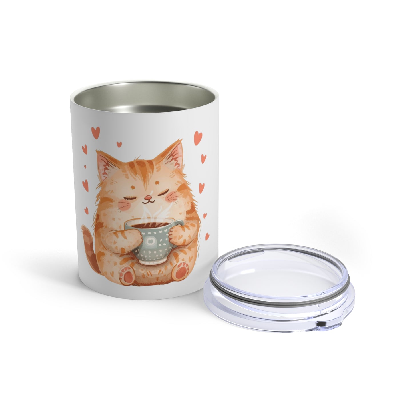 Romantic Cat Coffee Tumbler - Valentine’s Gift for Cat Lovers - 10oz Insulated Travel Mug