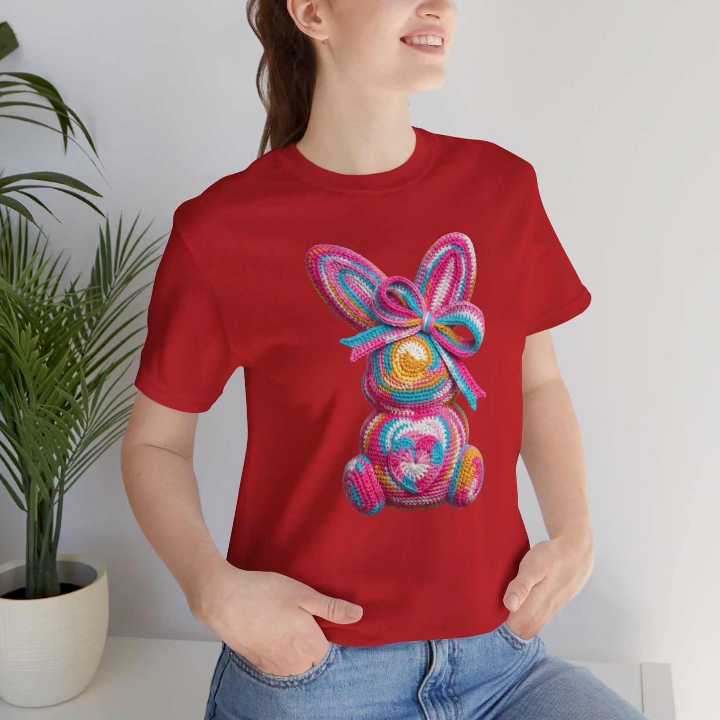 Crochet Easter Bunny with Heart Detail Spring Design T-shirt