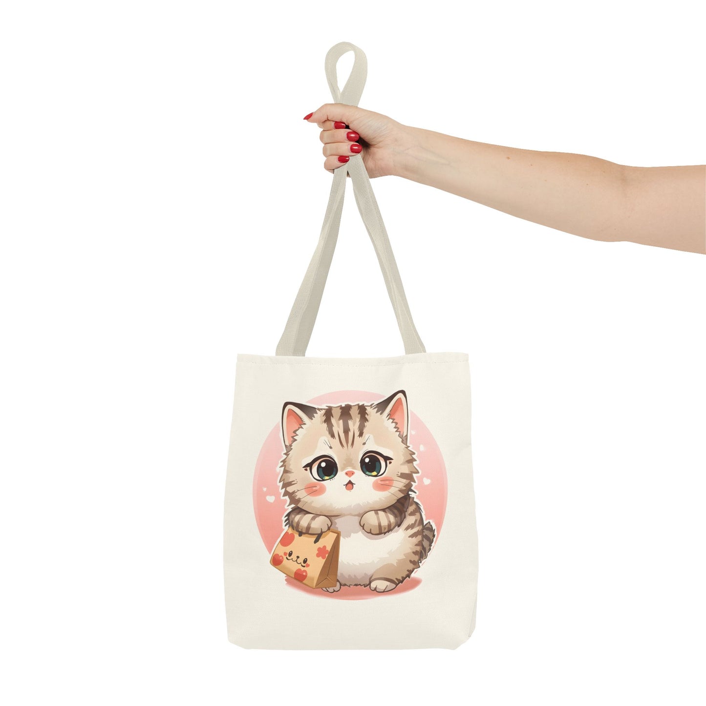 Cute Kitten Shopping Adorable Cat Illustration Cotton Canvas Tote Bag