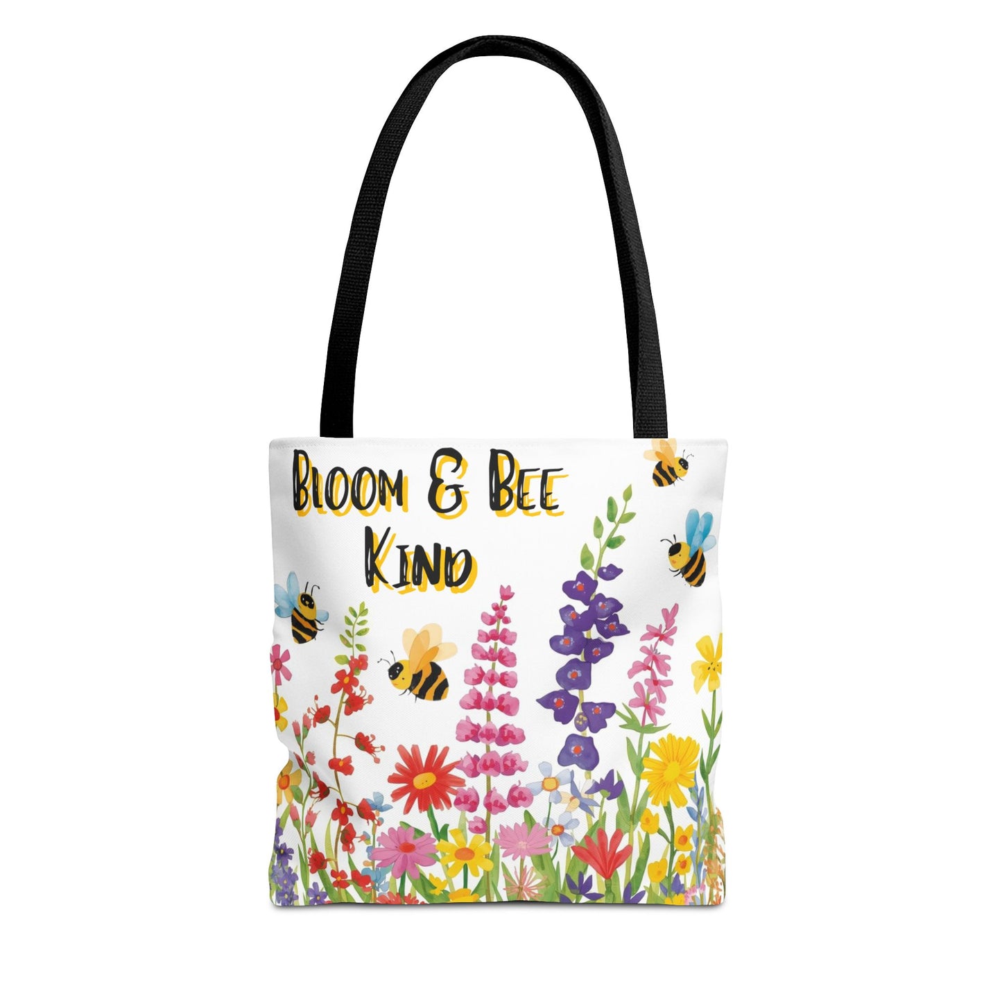 Bloom & Bee Kind Floral Bee Illustration Cotton Canvas Tote Bag