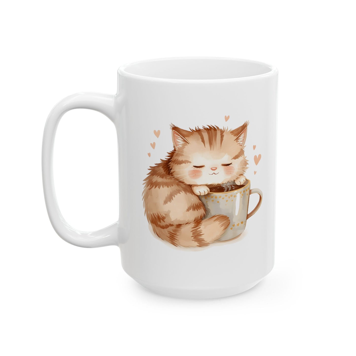 Sleepy Cat Coffee Mug Cute Cozy Cat Cup (11oz, 15oz)