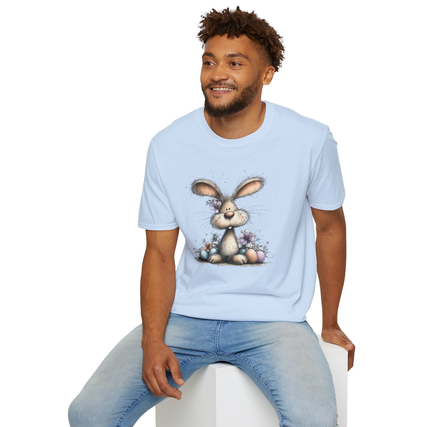Cute Spring Easter Bunny T-Shirt – Soft Playful Illustration