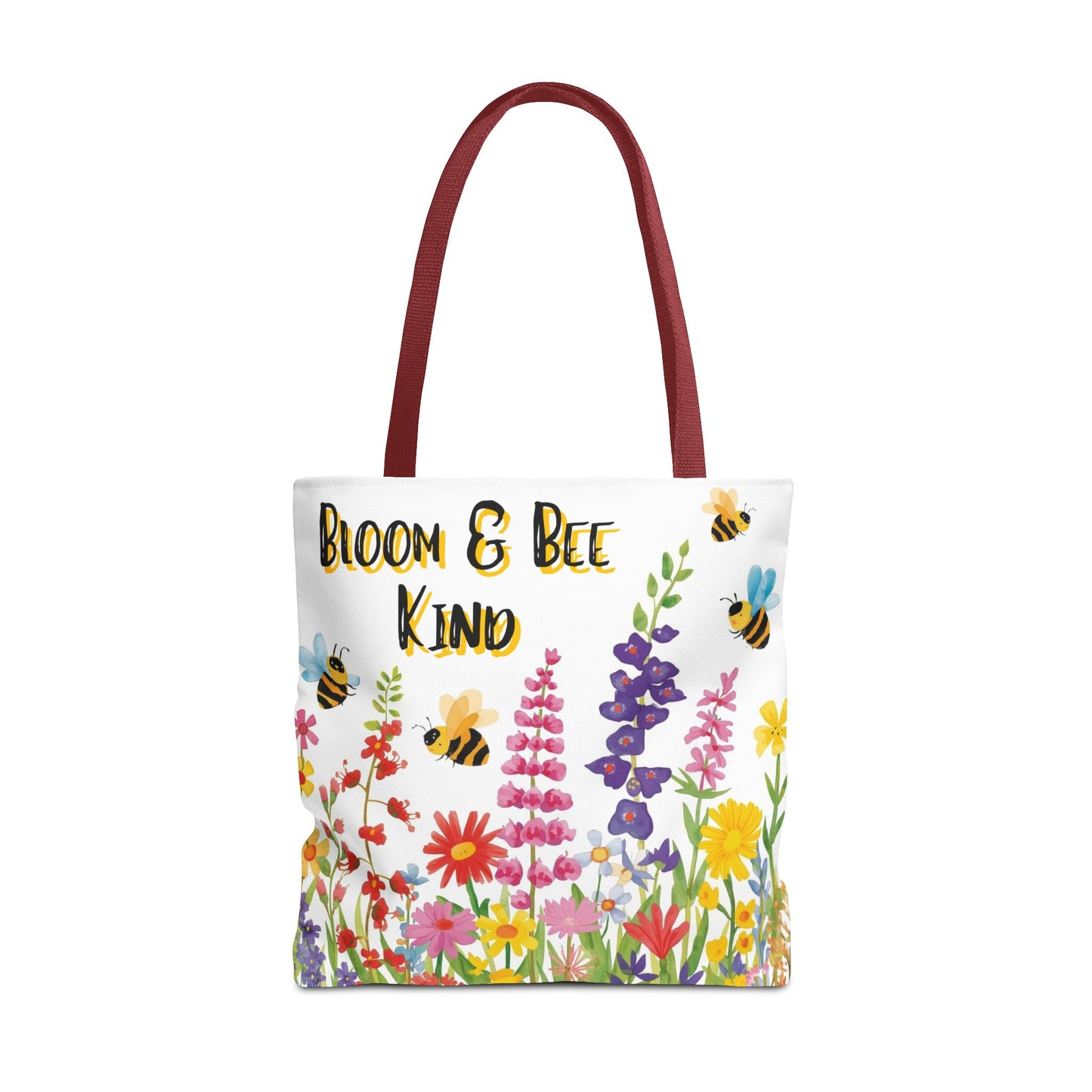 Bloom & Bee Kind Floral Bee Illustration Cotton Canvas Tote Bag