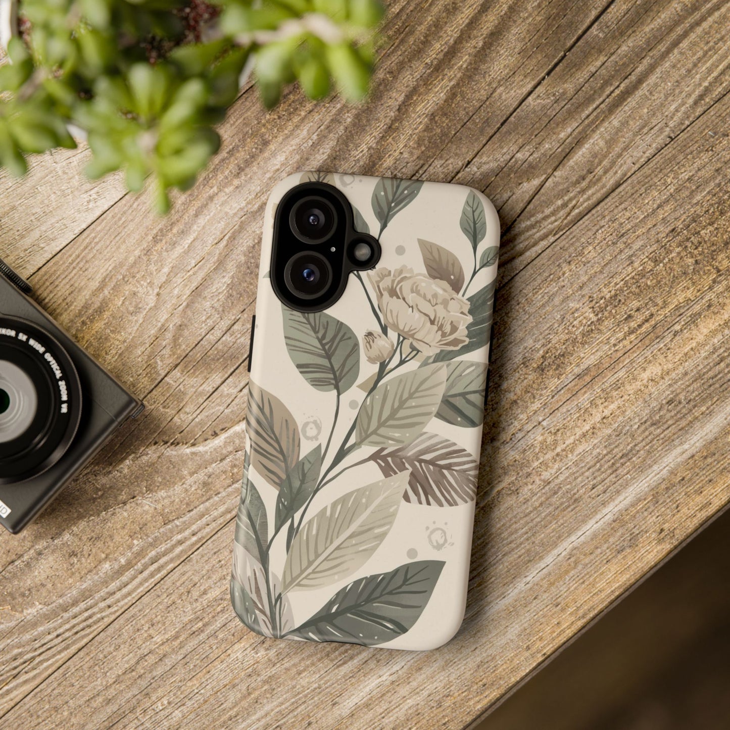 Muted Botanical Leaves Tough Protective iPhone Case
