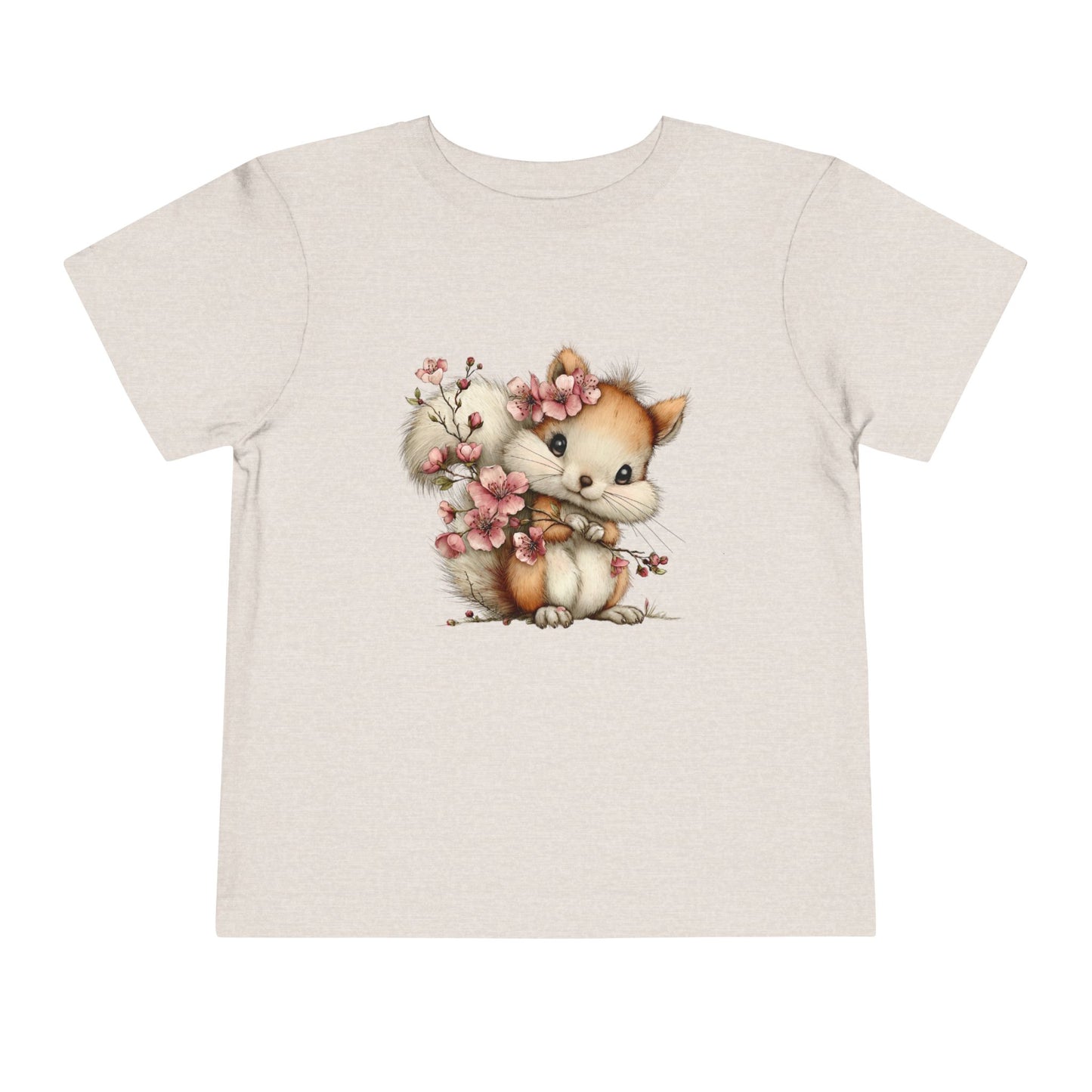 Cherry Blossom Squirrel – Cute Girls Toddler Tee (2–5 Years)