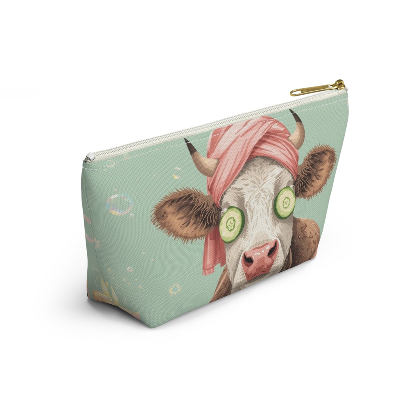 Cow Spa Day Cosmetic Pouch | Cute Makeup Bag