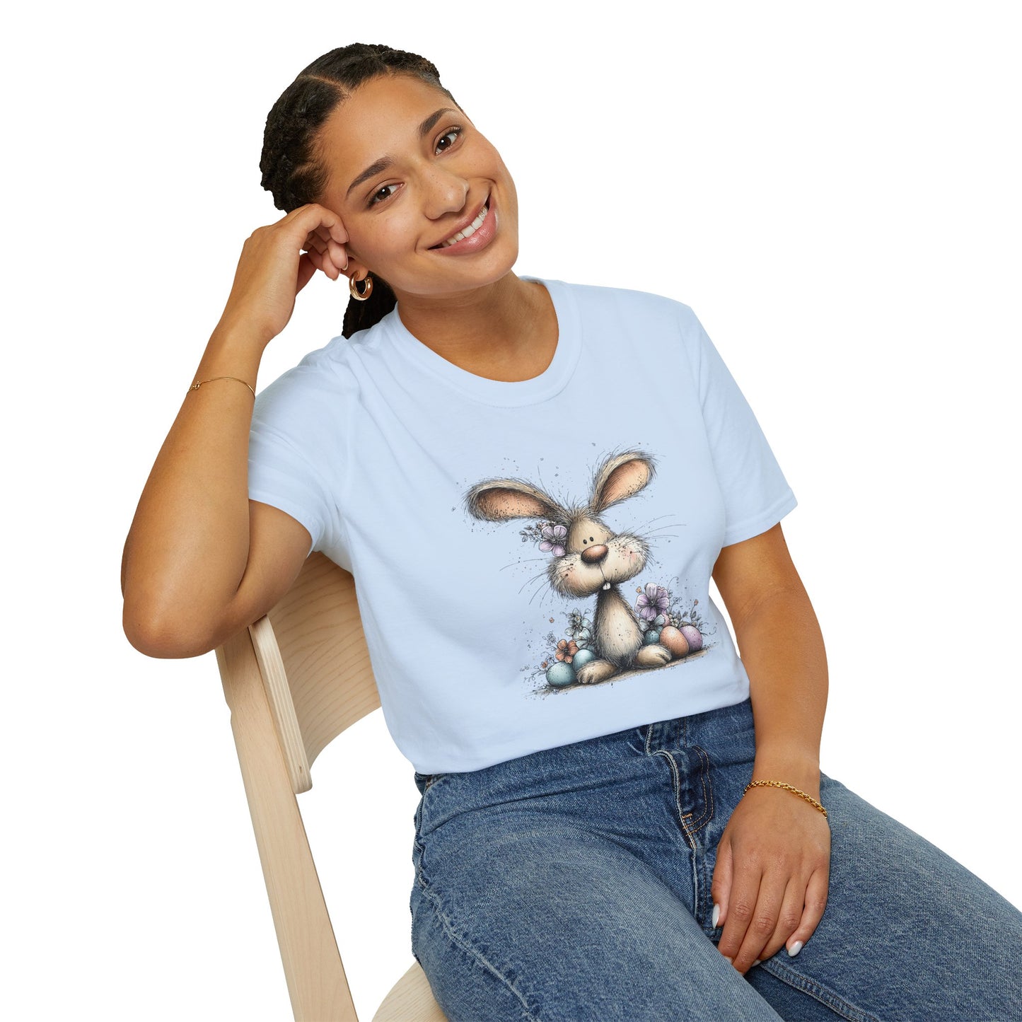 Cute Spring Easter Bunny T-Shirt – Soft Playful Illustration
