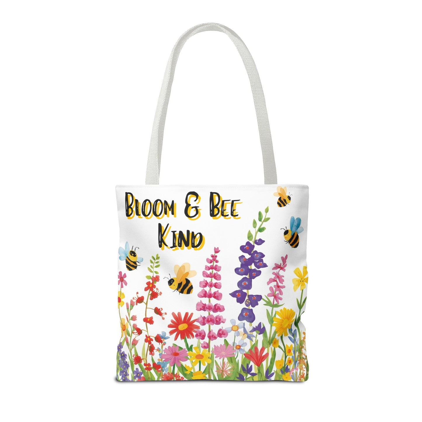 Bloom & Bee Kind Floral Bee Illustration Cotton Canvas Tote Bag