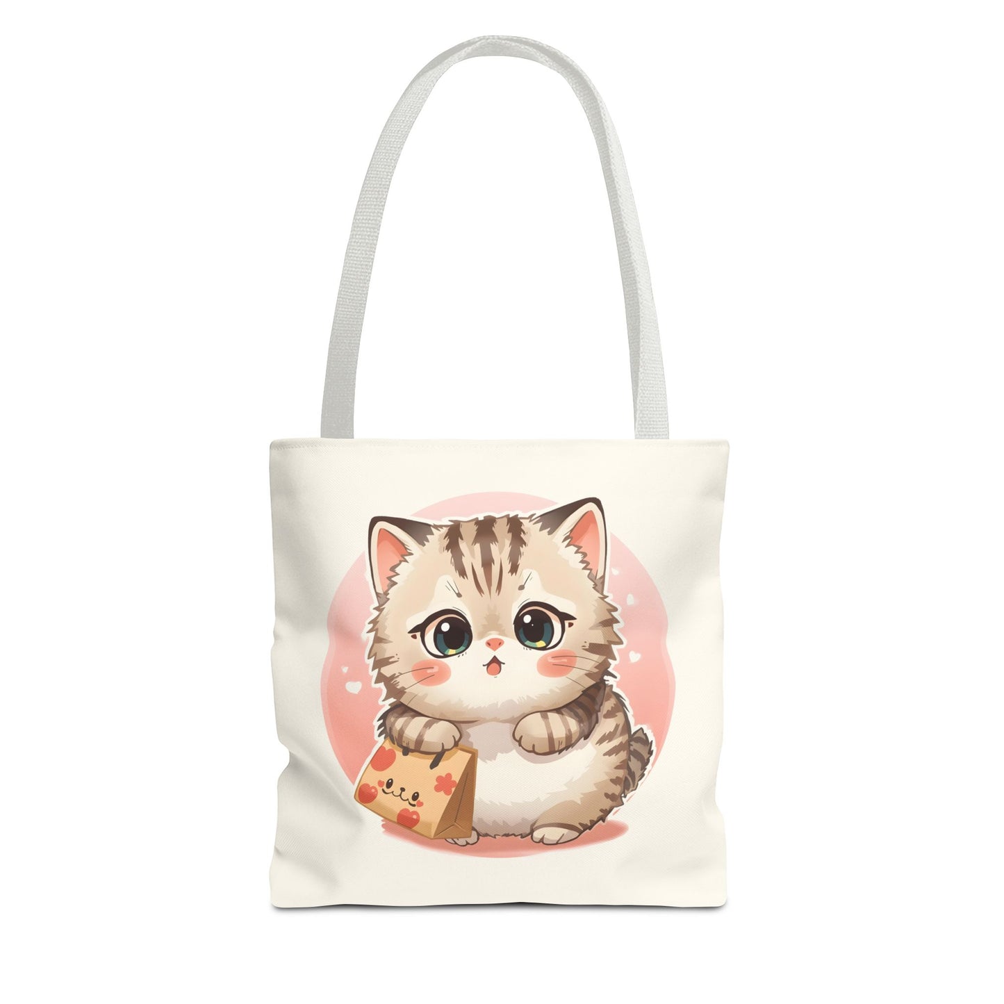 Cute Kitten Shopping Adorable Cat Illustration Cotton Canvas Tote Bag