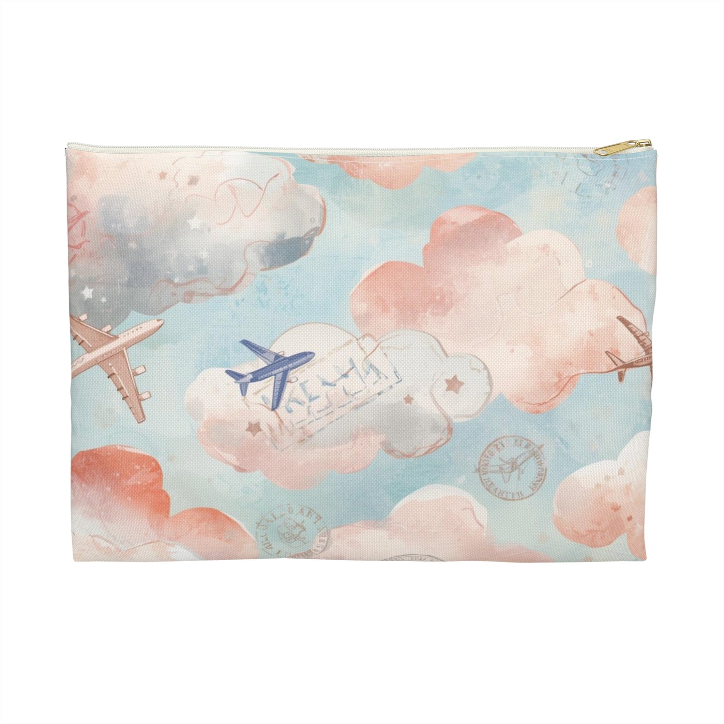Cloud Nine Soft Pastel Airplane Travel & Passport Pouch