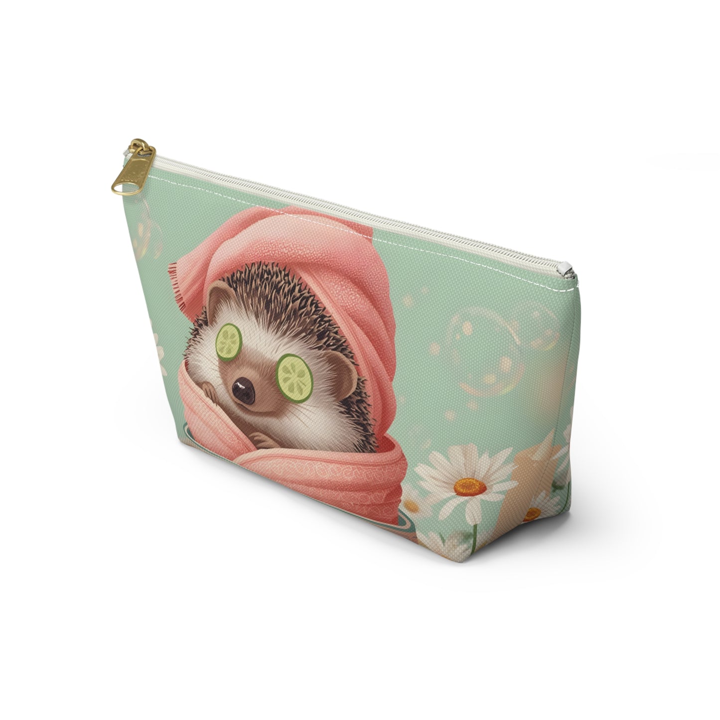 Hedgehog Spa Day Cosmetic Pouch | Cute Makeup Bag