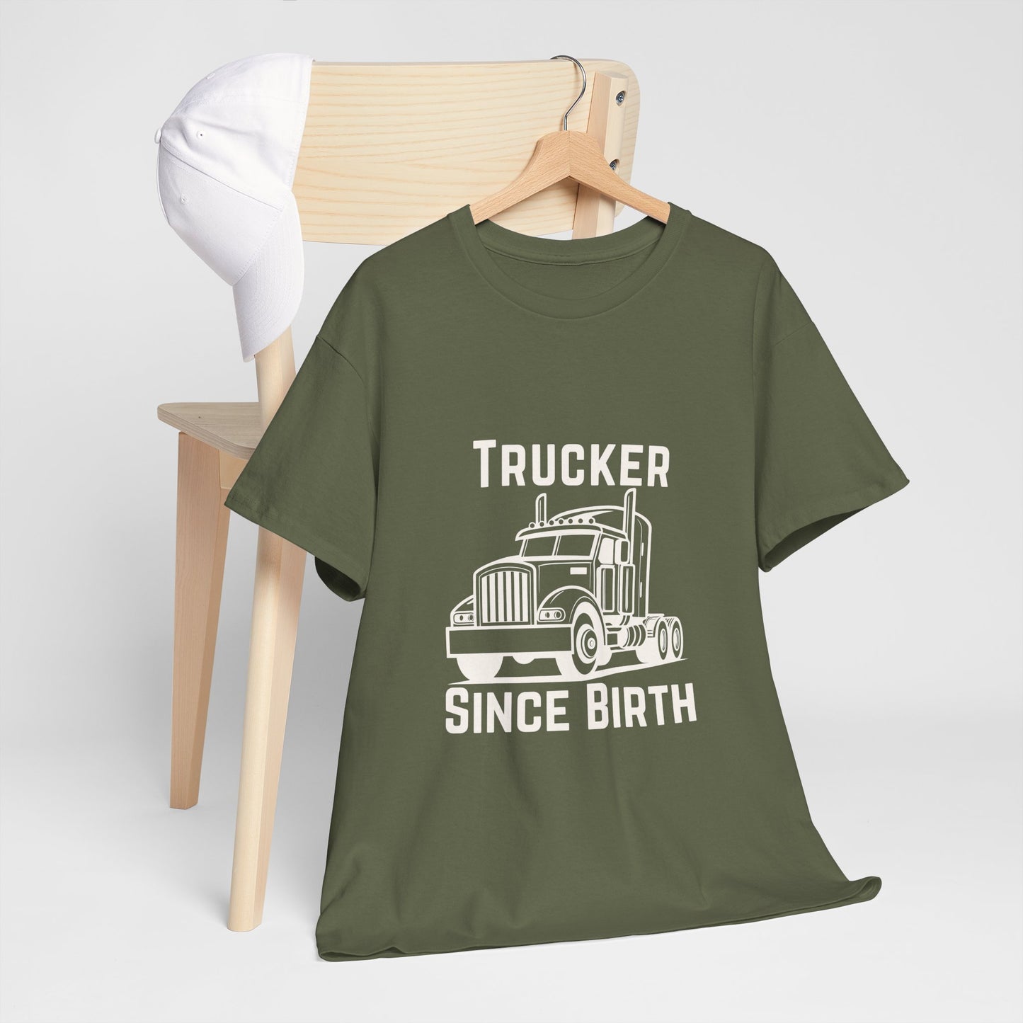 Trucker Since Birth T-Shirt Minimal Truck Driver Graphic Tee for Men