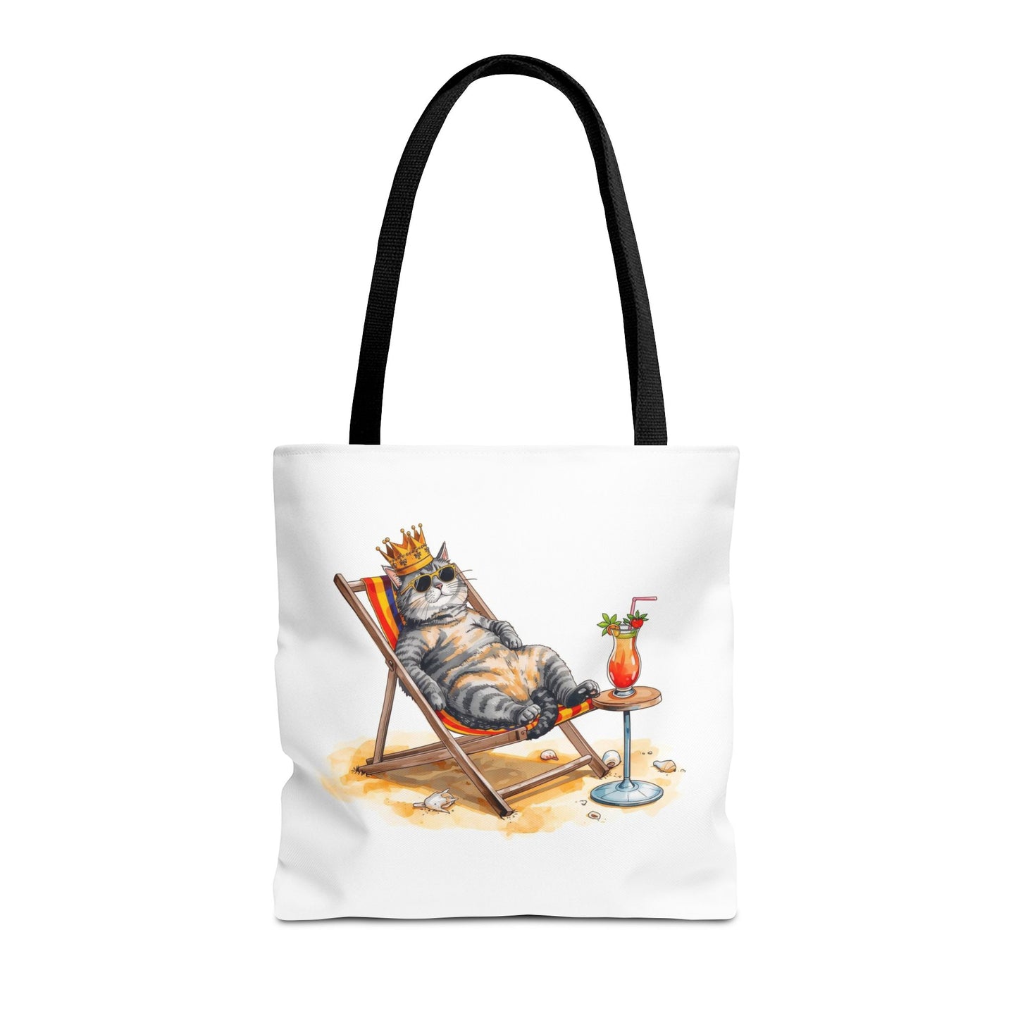 Living the Good Life Cat Playful Animal Illustration Cotton Canvas Tote Bag