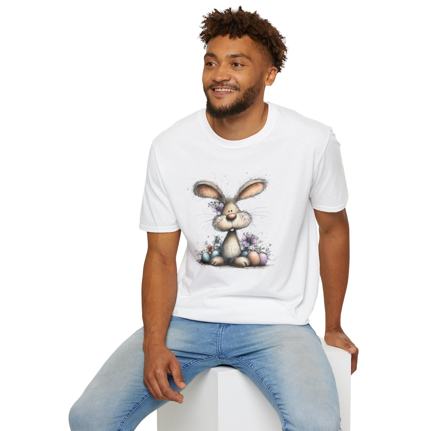 Cute Spring Easter Bunny T-Shirt – Soft Playful Illustration
