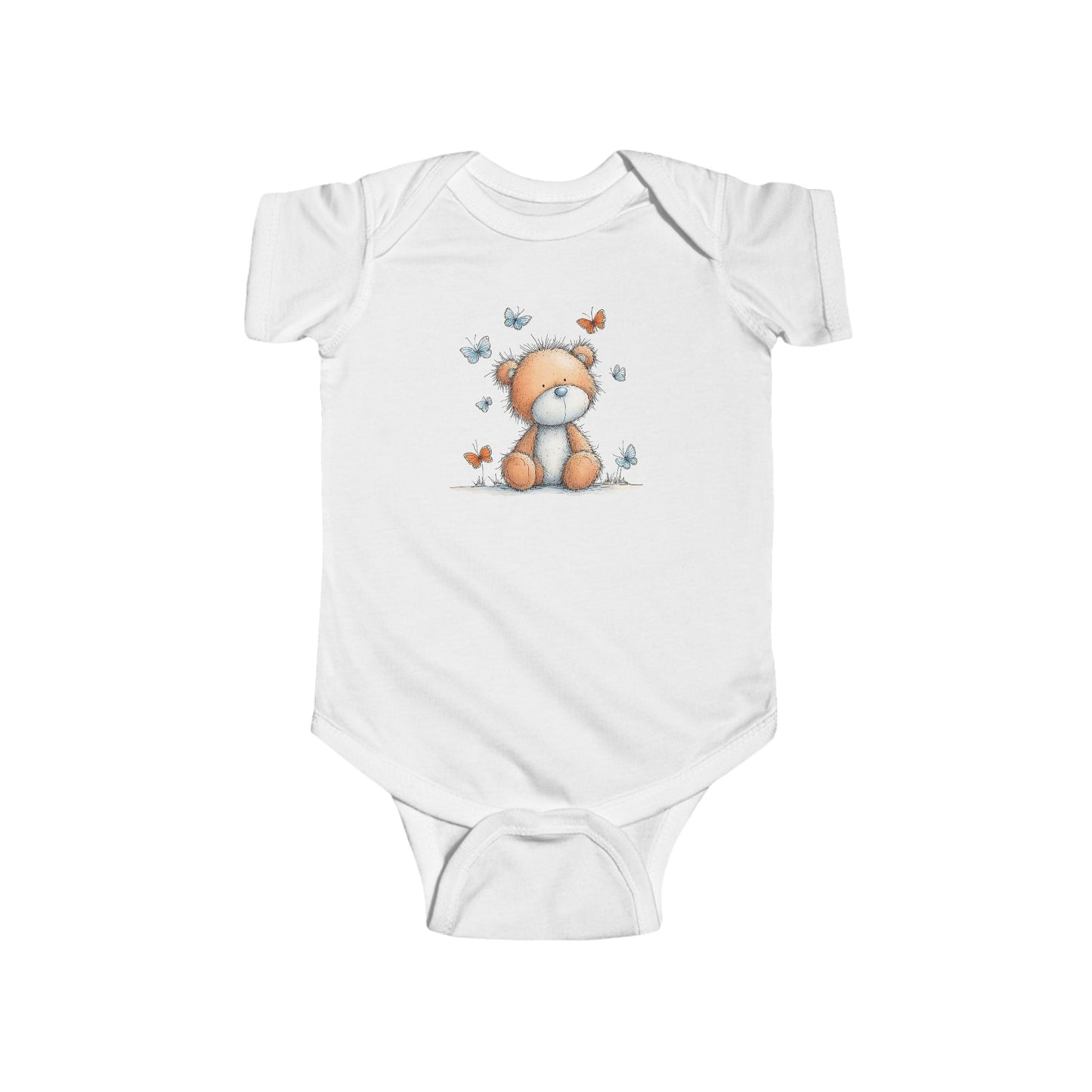 Baby Teddy & Butterflies Bodysuit – Gentle Storybook Animal Design Onesie