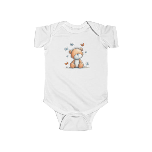 Baby Teddy & Butterflies Bodysuit – Gentle Storybook Animal Design Onesie