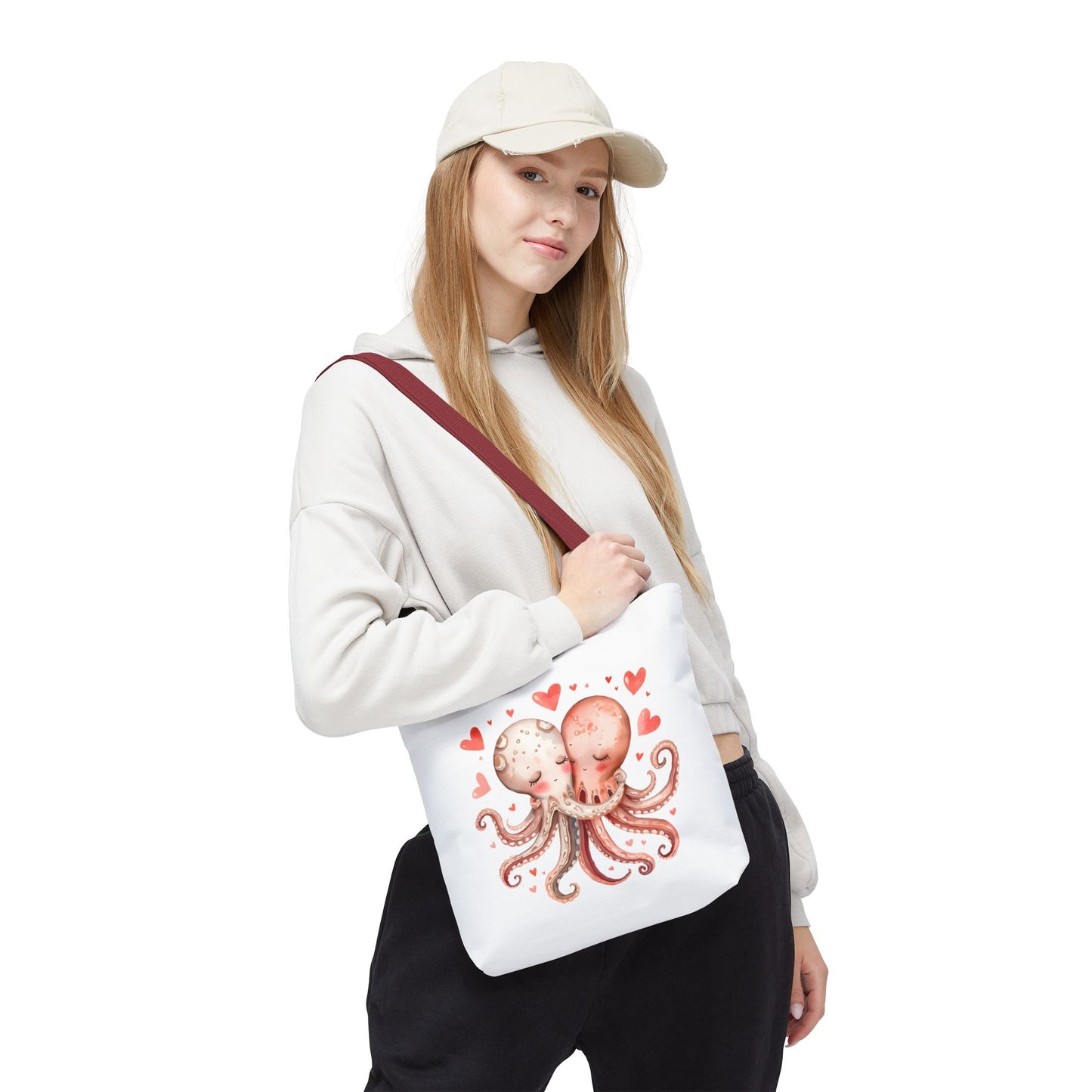 Stuck on You Too Octopus Tote Bag Cute Romantic Ocean Carryall