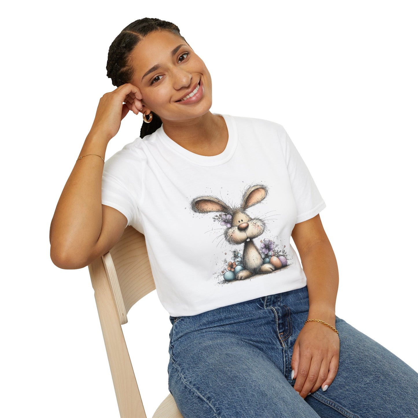 Cute Spring Easter Bunny T-Shirt – Soft Playful Illustration