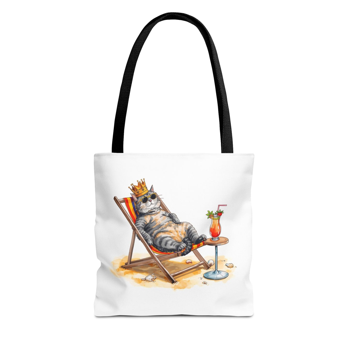Living the Good Life Cat Playful Animal Illustration Cotton Canvas Tote Bag