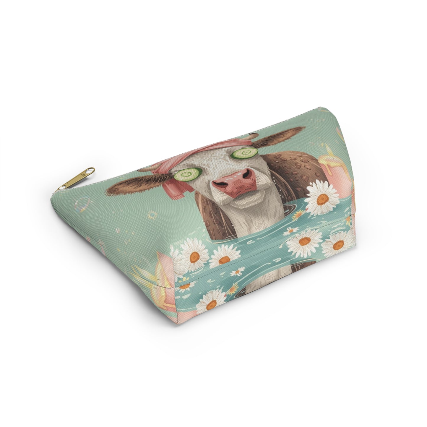 Cow Spa Day Cosmetic Pouch | Cute Makeup Bag
