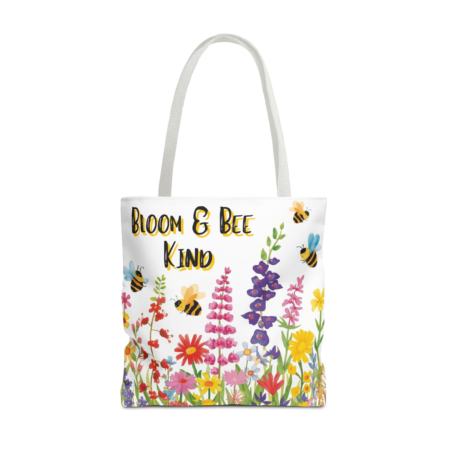 Bloom & Bee Kind Floral Bee Illustration Cotton Canvas Tote Bag