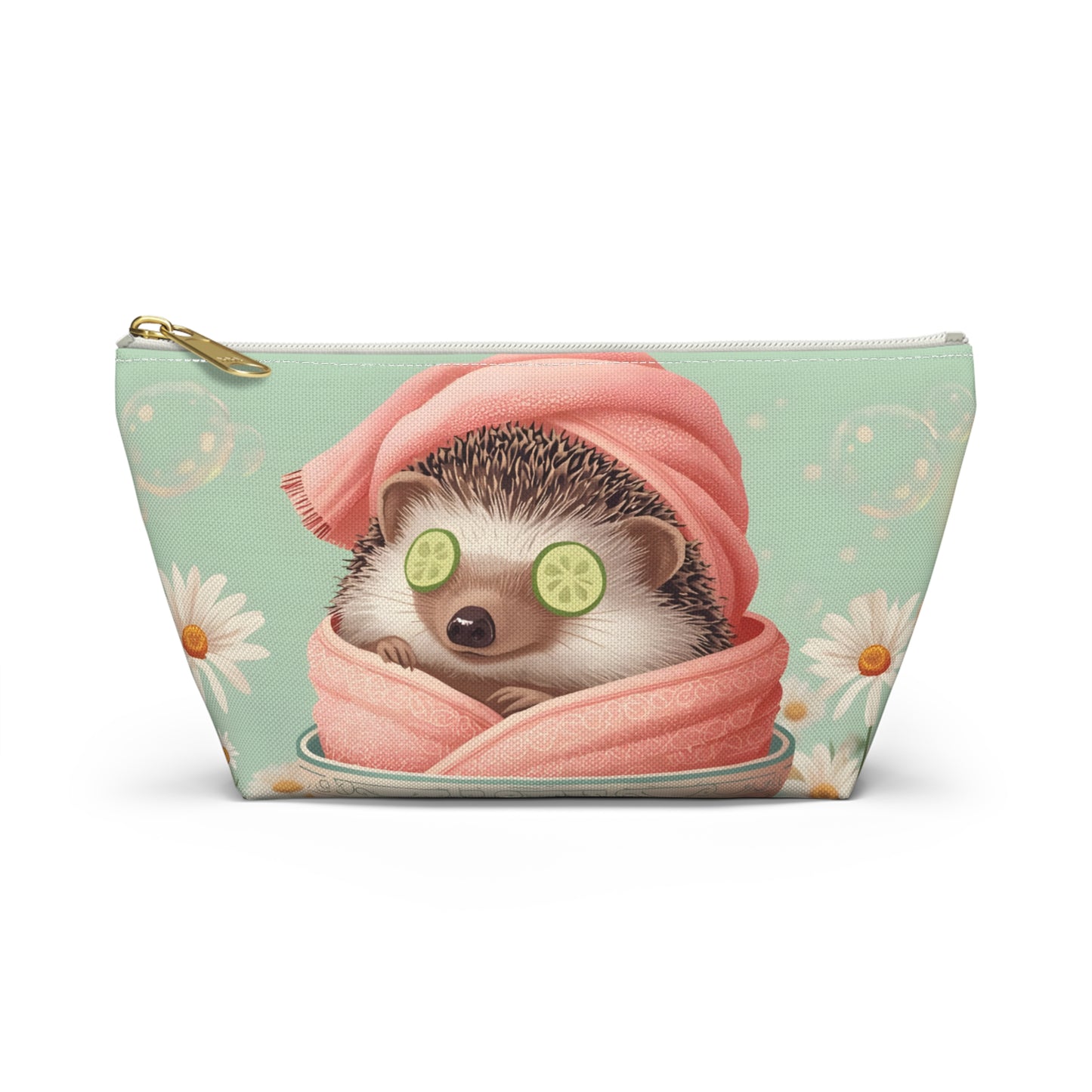 Hedgehog Spa Day Cosmetic Pouch | Cute Makeup Bag