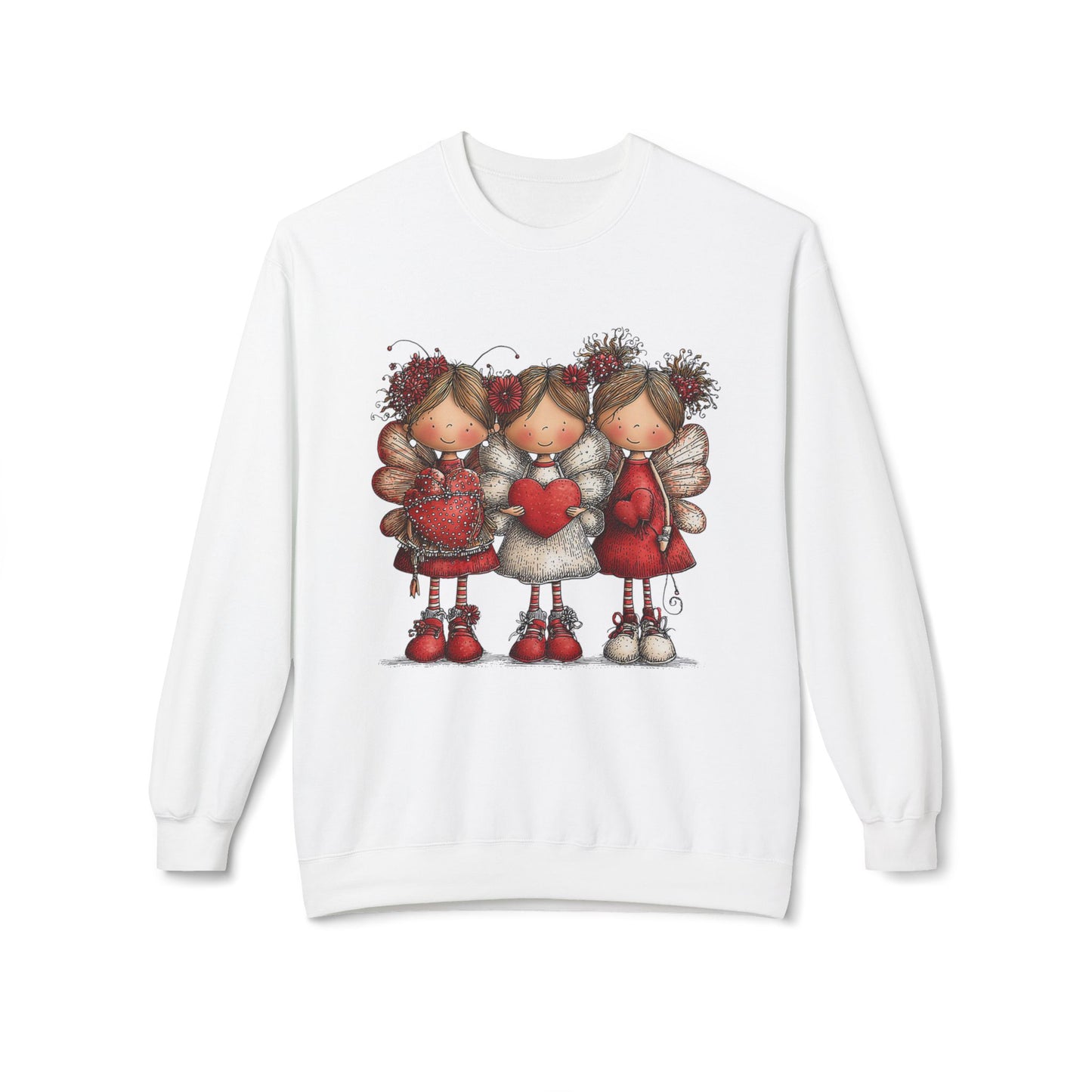Angels of the Heart - Cute Valentine Sweatshirt Cozy Love Illustration