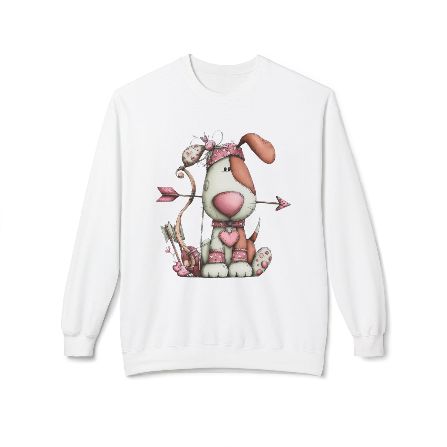 Cupid Puppy Valentine Sweatshirt Cute Dog Design Cozy Love Illustration