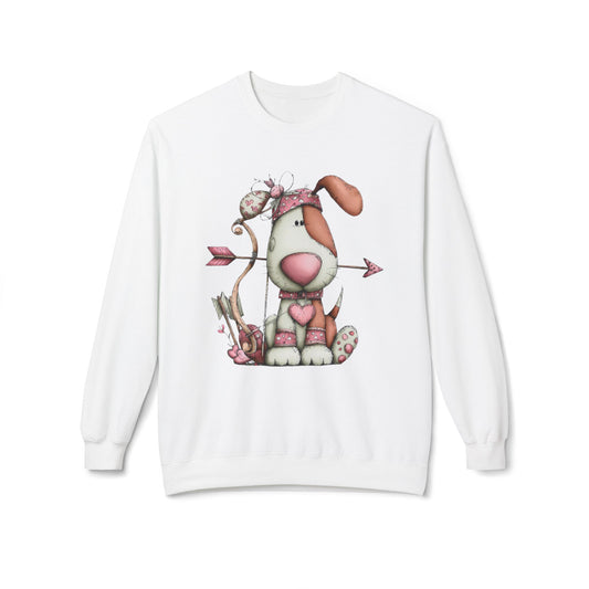 Cupid Puppy Valentine Sweatshirt Cute Dog Design Cozy Love Illustration
