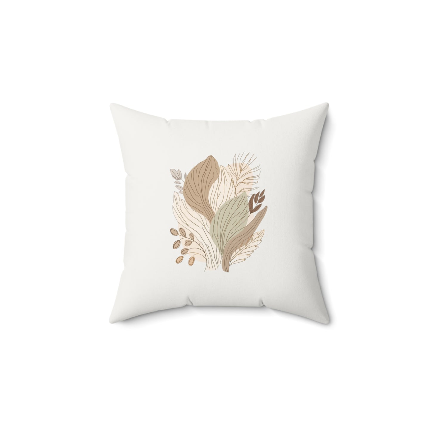 Minimalist Botanical Throw Pillow - Quiet Botanicals No. 13 — Neutral Watercolor Wildflowers Square Throw Pillow