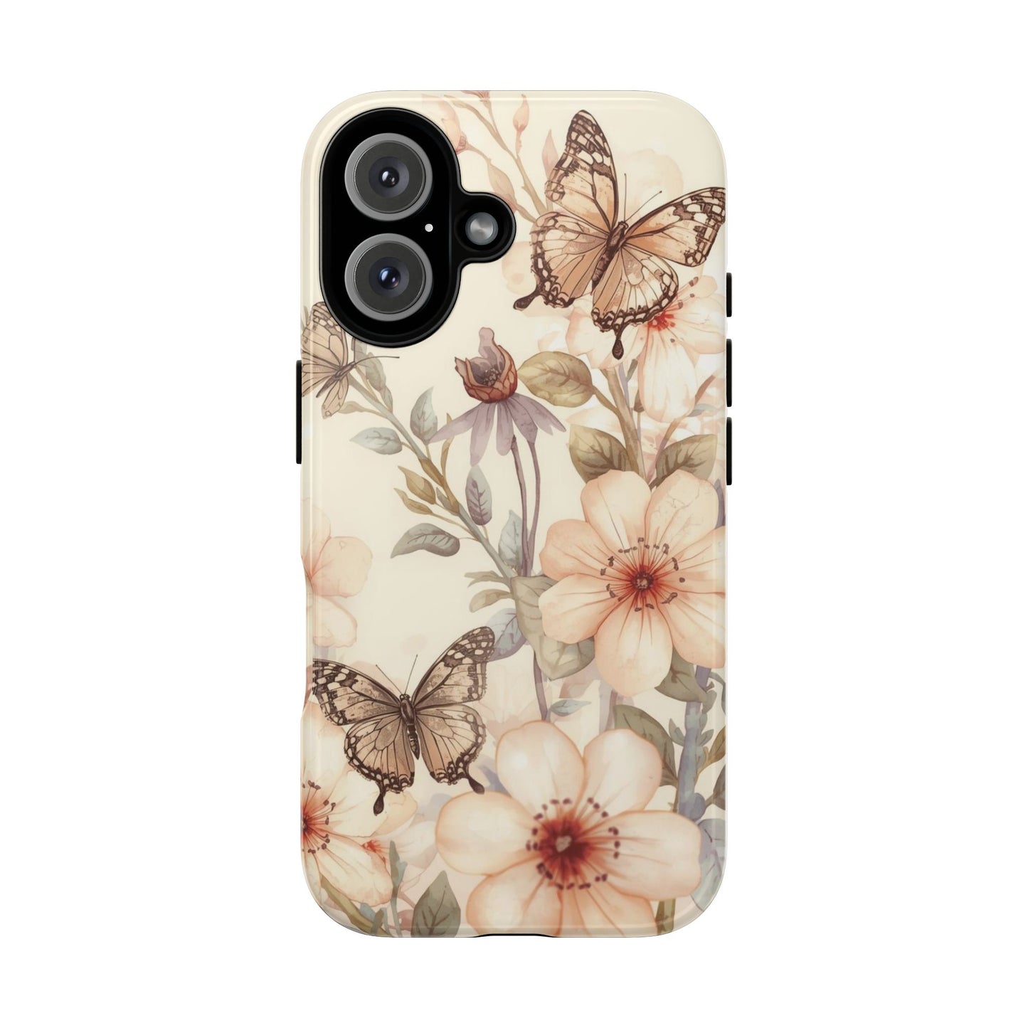 Soft Butterfly & Floral Illustration Tough Protective iPhone Cover
