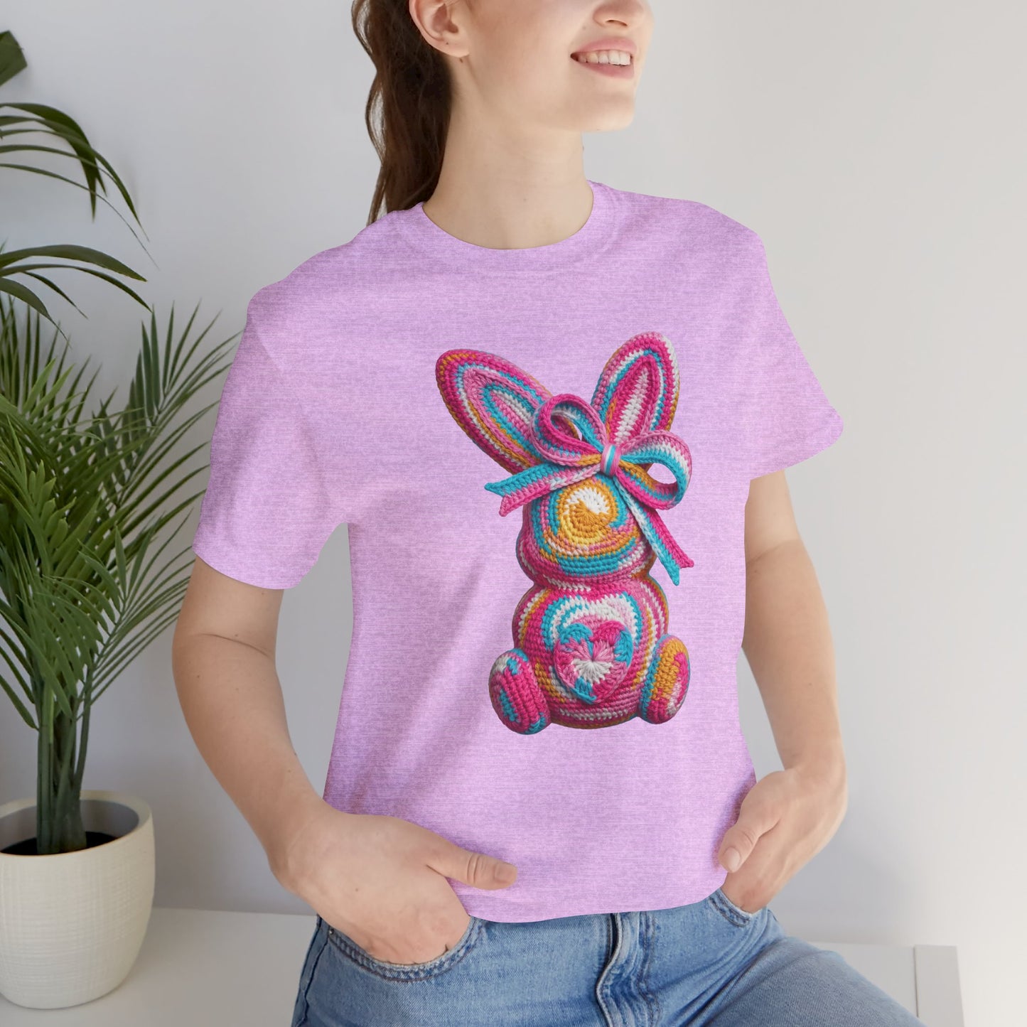 Crochet Easter Bunny with Heart Detail Spring Design T-shirt