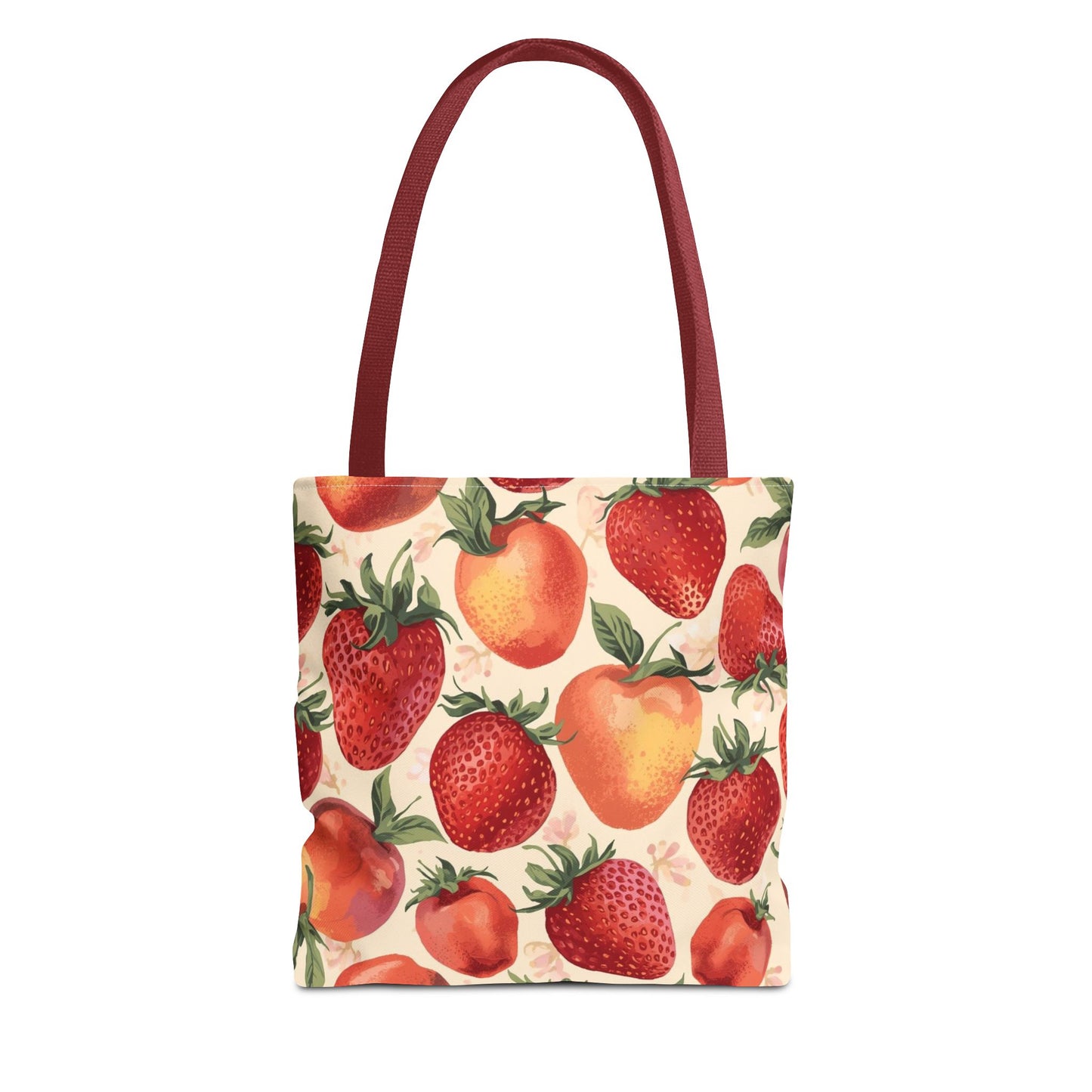 Strawberry Delight Playful Fruit Pattern Cotton Canvas Tote Bag