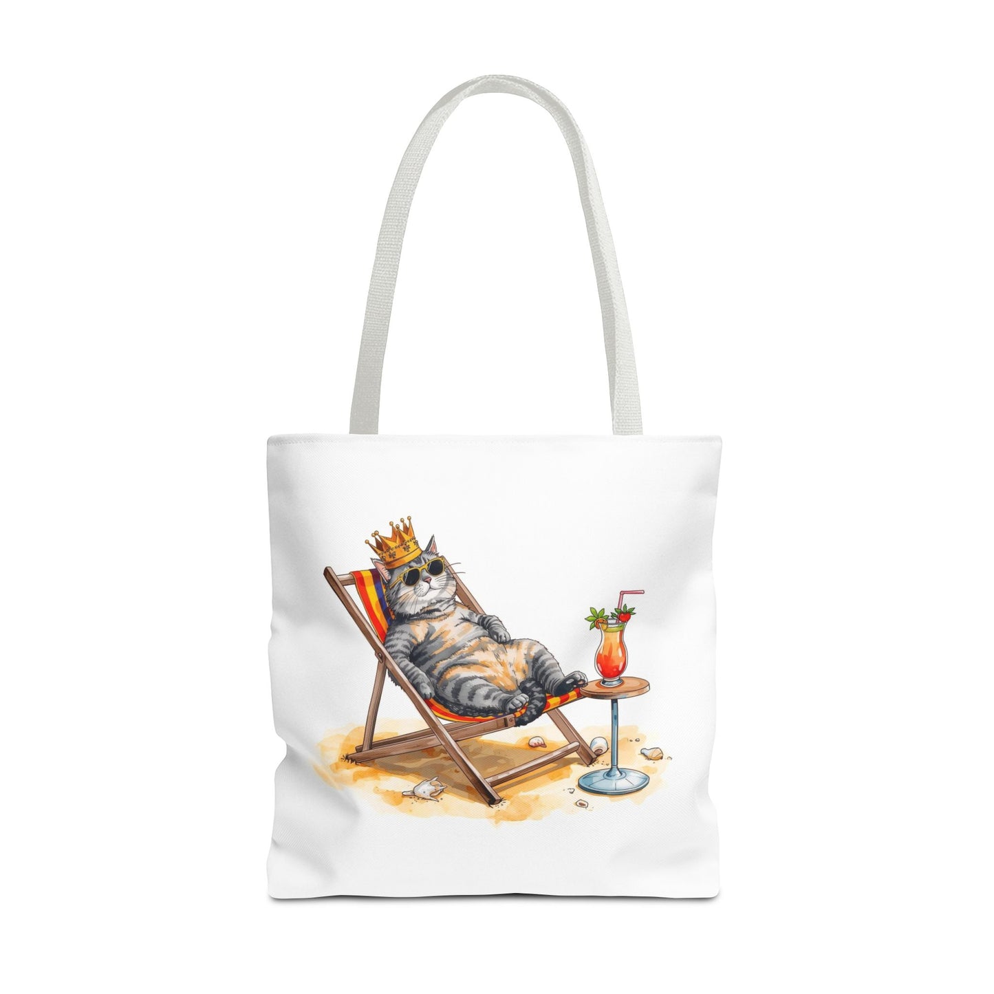 Living the Good Life Cat Playful Animal Illustration Cotton Canvas Tote Bag